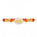 BRACELET IN THE NAME OF AL-JALALAH AL-ALLA, CRAFTED ON A WHITE SEASHELL WITH red AGATE , amber and labradorite BRACELET IN THE NAME OF AL-JALALAH AL-ALLA, CRAFTED ON A WHITE SEASHELL WITH red AGATE , amber and labradorite