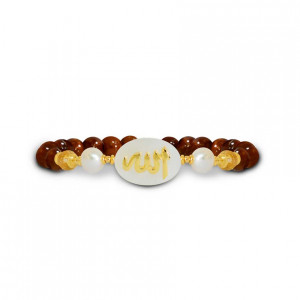 bracelet in the name of Al-Jalalah -Alla, crafted on a white seashell with Pearl and citrine stone