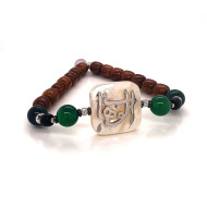 BRACELET IN THE NAME OF AL-JALALAH AL-WAHHAB, WITH GREEN AGATE , MALACHITE AND COKE.
