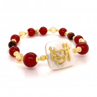 BRACELET IN THE NAME OF AL-JALALAH AL-ALWAHHAB  WITH RED AGATE, CITRINE AND YOSER . 