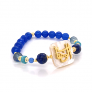 BRACELET IN THE NAME OF AL-JALALAH AL-WAHHAB, WITH IAPIS, TUQUOISE, FLUORITE AND BLUE AGATE .