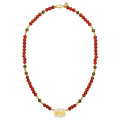 necklace in the name of God, Majesty (Al-Aziz) with red agate, seashells and golden coral