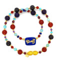 18K GOLD PLATED Lapis necklace, handcrafted with the name of His Majesty (Al-Aziz), with a red agate, amethyst , turquoise, Amazonite and lapis 18K GOLD PLATED Lapis necklace, handcrafted with the name of His Majesty (Al-Aziz), with a red agate, amethyst , turquoise, Amazonite and lapis