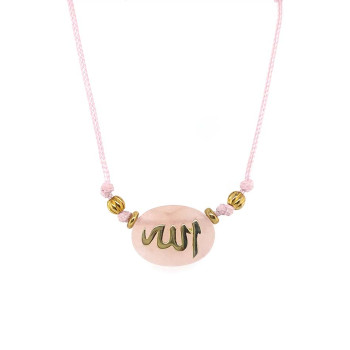PINK QUARTZ THREAD NECKLACE WITH A GOD STONE ON PINK QUARTZ AND PEARL PINK QUARTZ THREAD NECKLACE WITH A GOD STONE ON PINK QUARTZ AND PEARL
