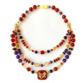 GOLD PLATED SILVER CHAIN IN THE NAME OF AL-JALALAH AL-WAHHAB, CRAFTED ON RED AGATE WITH AMETHYST , CITRINE , AMBER AND CORAL GOLD PLATED SILVER CHAIN IN THE NAME OF AL-JALALAH AL-WAHHAB, CRAFTED ON RED AGATE WITH AMETHYST , CITRINE , AMBER AND CORAL