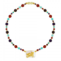 NECKLACE IN THE NAME OF GOD, MAJESTY (AL-NOOR) WITH RED AGATE , AMETHYST , TURQUOISE AND GARNET ، AMAZONITE NECKLACE IN THE NAME OF GOD, MAJESTY (AL-NOOR) WITH RED AGATE , AMETHYST , TURQUOISE AND GARNET ، AMAZONITE