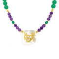 NECKLACE IN THE NAME OF GOD, MAJESTY (AL-WAHHAB) WITH GREEN AGATE, AMATHYST AND LAPIS
