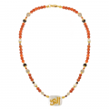NECKLACE IN THE NAME OF GOD, MAJESTY (AL-NOOR) WITH GARNET , RED AGATE , LABRODORITE AND PEARL NECKLACE IN THE NAME OF GOD, MAJESTY (AL-NOOR) WITH GARNET , RED AGATE , LABRODORITE AND PEARL