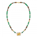 NECKLACE IN THE NAME OF GOD, MAJESTY (AL-NOOR) WITH GREEN AGATE , MALACHITE , GOLD thread stone and coke wood NECKLACE IN THE NAME OF GOD, MAJESTY (AL-NOOR) WITH GREEN AGATE , MALACHITE , GOLD thread stone and coke wood