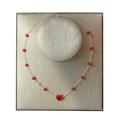 18K Gold (BEAUTY) HEART chain with red agate stones