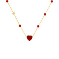 18K Gold (BEAUTY) HEART chain with red agate stones