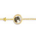 18K Gold bracelet with , prominent  horse seashell on seashell with 31 pieces of diamond 