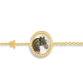 18K Gold bracelet with , prominent  horse seashell on seashell with 31 pieces of diamond 