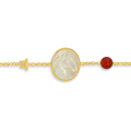 18K Gold bracelet with horse shell with red agate stone