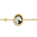 18K Gold bracelet with , prominent  horse seashell on seashell with 31 pieces of diamond 