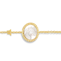 18K Gold bracelet with , prominent  horse seashell on seashell with 31 pieces of diamond 