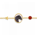18K Gold bracelet with horse shell with red agate stone