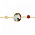 18K Gold bracelet with horse shell with red agate stone