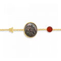 18K Gold bracelet with horse shell with red agate stone