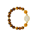 Horse Shell Bracelet with tiger eye and Amber