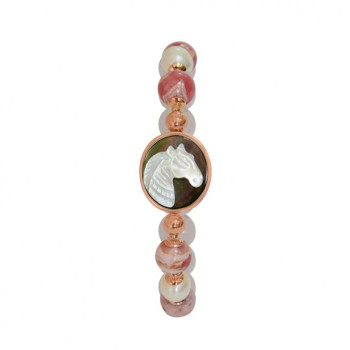  Horse bracelet with rhodochrosite stone, Pearl and pink quartz