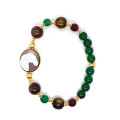 HORSE BRACELET WITH FACETED GREEN JADE, YUSR, AND RUBY AGATE