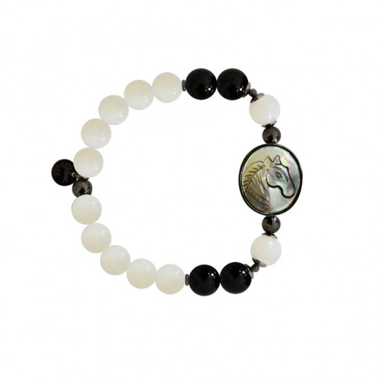 Horse seashell bracelet with shell and onyx stone