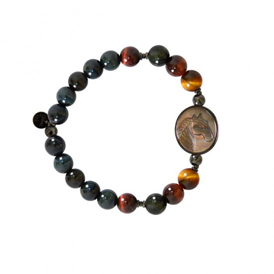Horse seashell bracelet with multi color of tiger eye stone