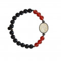 horse shell bracelet with onyx and red agate