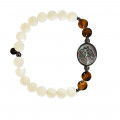 Horse shell bracelet with white agate and tiger eye