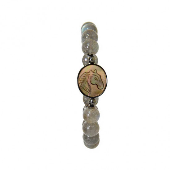Horse seashell bracelet with Labradorite stone