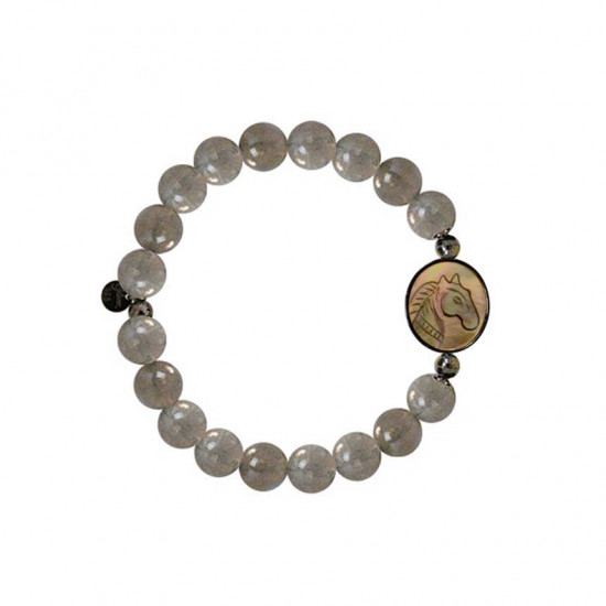 Horse seashell bracelet with Labradorite stone