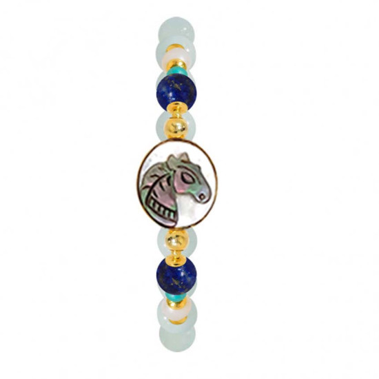 Horse shell bracelets with Lapis stone, turquoise and pearl with aquamarine Horse shell bracelets with Lapis stone, turquoise and pearl with aquamarine