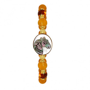 White Horse Shell Bracelet with Yellow Agate and Amb
