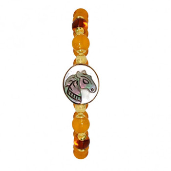White Horse Shell Bracelet with Yellow Agate and Amb