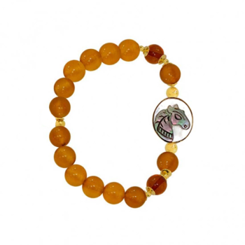 White Horse Shell Bracelet with Yellow Agate and Amb