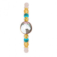 Horse bracelet with turquoise stone, citrine and pink quartz stone