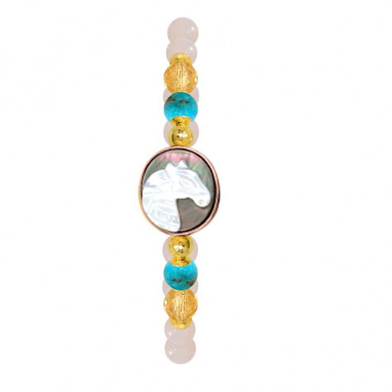 Horse bracelet with turquoise stone, citrine and pink quartz stone