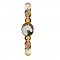 Horse shell bracelet with onyx , white agate, gold thread stone and coke 