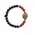 horse shell bracelet with onyx and red agate