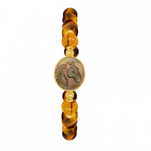 Horse Shell Bracelet with tiger eye and Amber