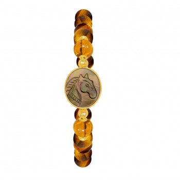 Horse Shell Bracelet with tiger eye and Amber