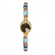 Horse bracelet with hemoprophyte, aprodite, lapis, aquamarine and coke