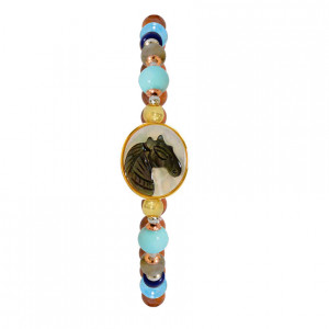 Horse bracelet with hemoprophyte, aprodite, lapis, aquamarine and coke