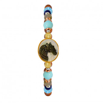 Horse bracelet with hemoprophyte, aprodite, lapis, aquamarine and coke