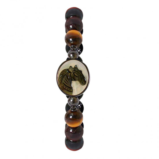 Horse seashell bracelet with multi color of tiger eye stone