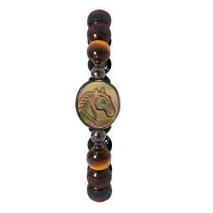 Horse seashell bracelet with multi color of tiger eye stone