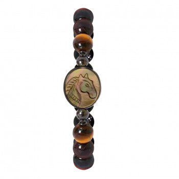 Horse seashell bracelet with multi color of tiger eye stone