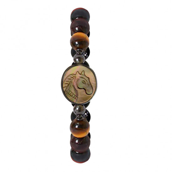 Horse seashell bracelet with multi color of tiger eye stone