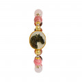 Horse shell bracelet with rhodochrosite, pink quartz stone and coke wood